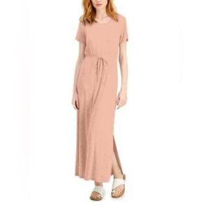 Style & Co Women’s Peach Sherbet Short Sleeve Casual Maxi T-Shirt Dress Size L